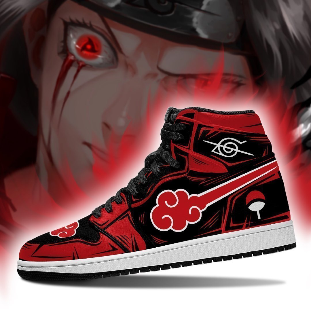 Akatsuki Itachi Sneakers Boots Custom Akatsuki Symbol Naruto Cosplay Custom Anime Shoes Jordan Sneakers Gifts Idea TLM2710