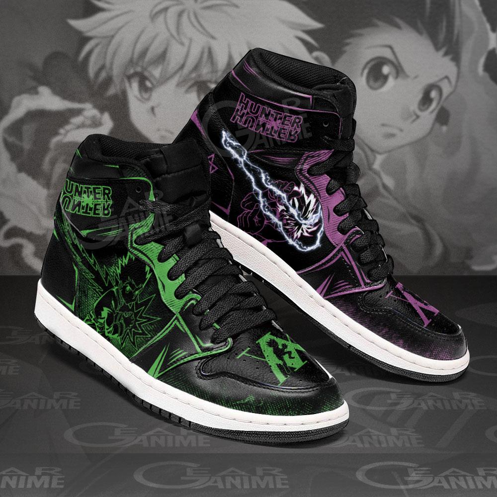 HxH Gon and Killua Sneakers Boots Hunter x Hunter Cosplay Custom Anime Shoes Jordan Sneakers Gifts Idea TLM2710