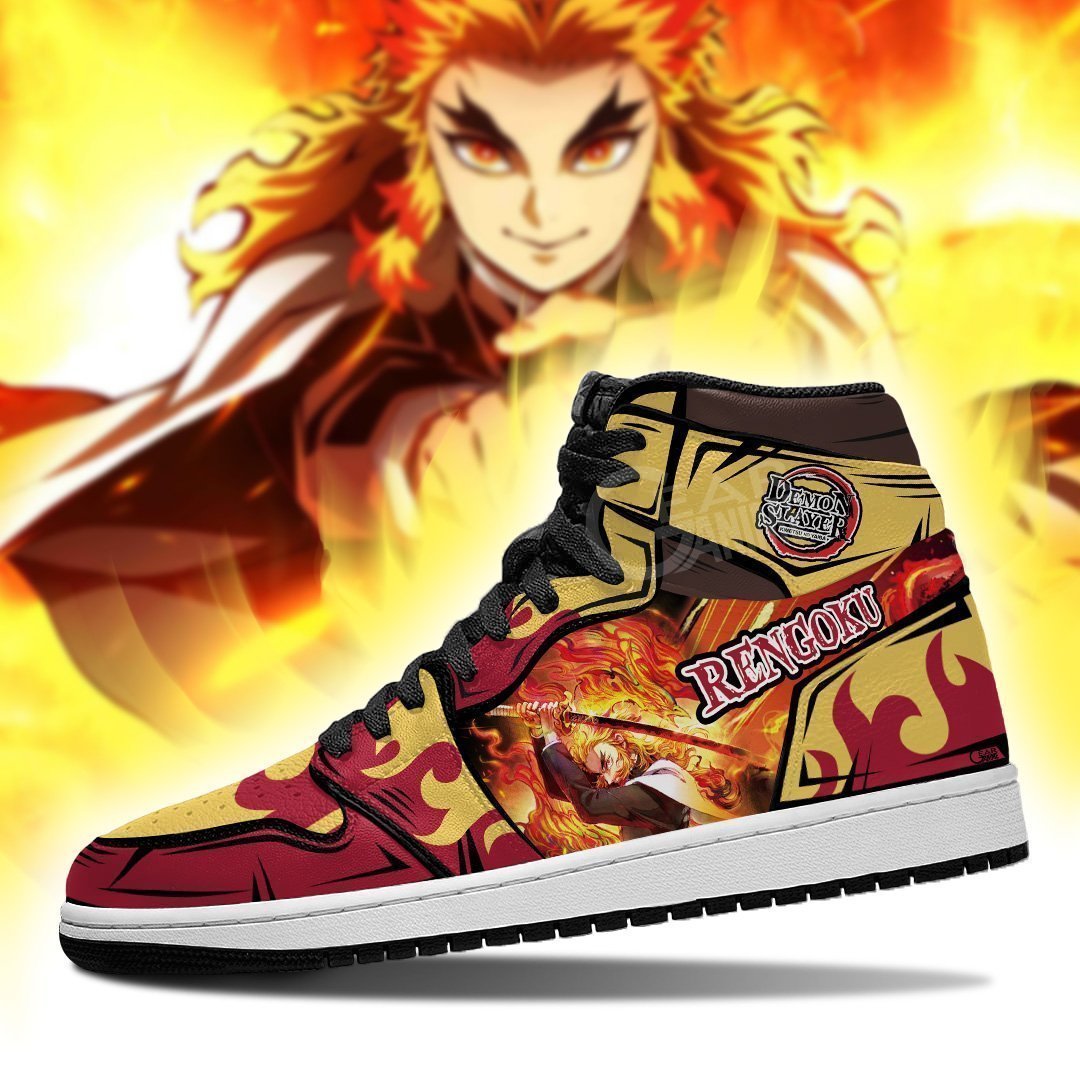 Rengoku Shoes Boots Demon Slayer Cosplay Custom Anime Shoes Fan Jordan Sneakers Gift Idea TLM2710
