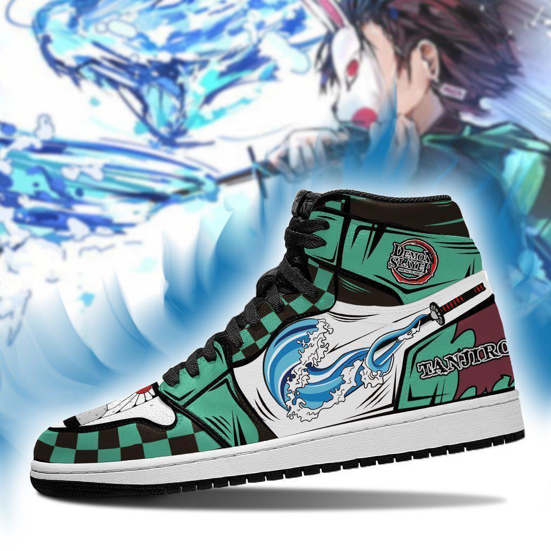 Tanjiro Sneakers Boots Demon Slayer Cosplay Anime Custom Shoes Jordan Sneakers Gifts Idea TLM2710