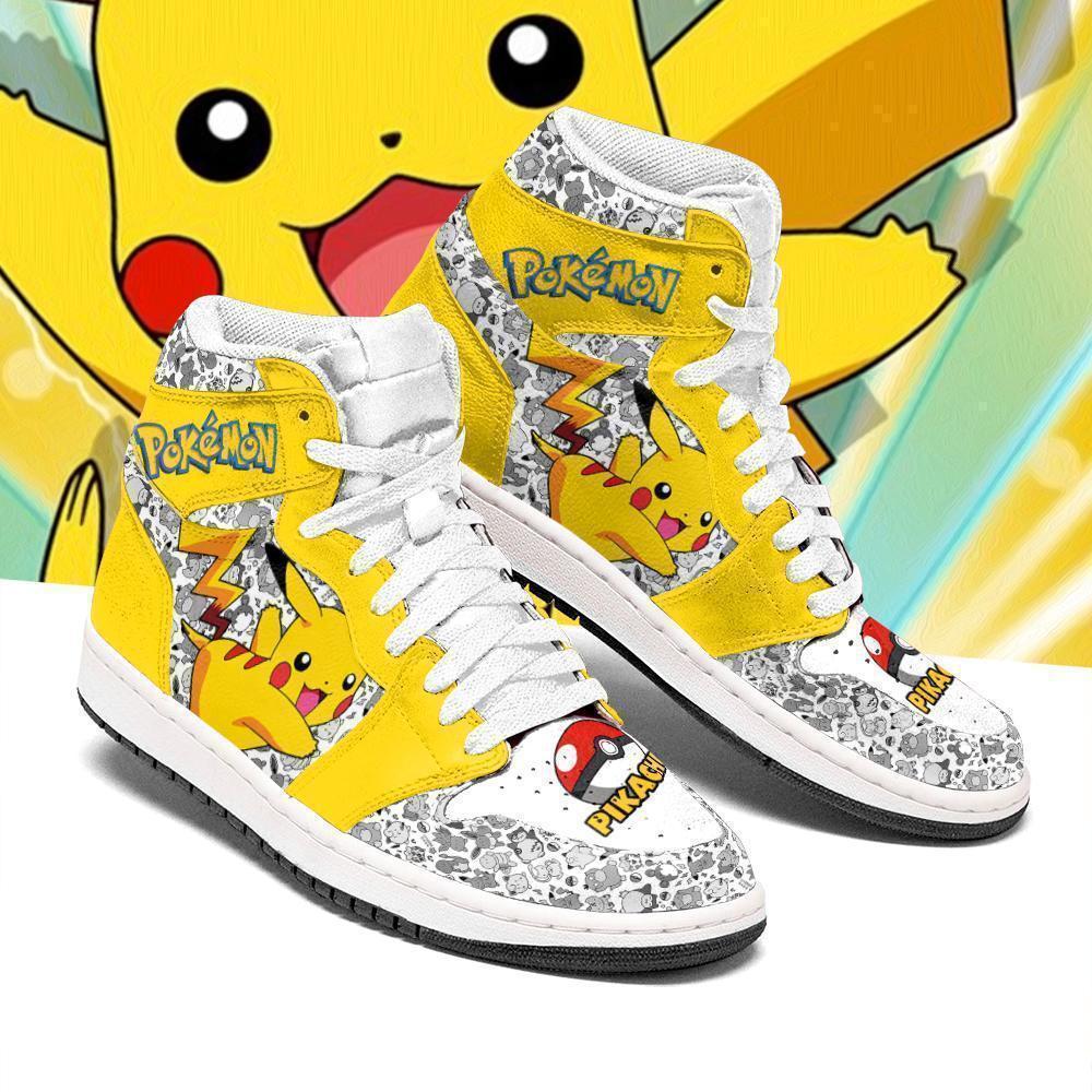 Pikachu High Sneakers Boots Cute Pokemon Cosplay Custom Anime Shoes Jordan Sneakers Fan Gifts Idea TLM2710
