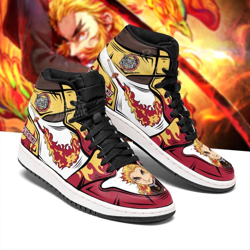 Rengoku Sneakers Boots Fire Skill Demon Slayer Cosplay Custom Anime Shoes Fan Jordan Sneakers Gift Idea TLM2710