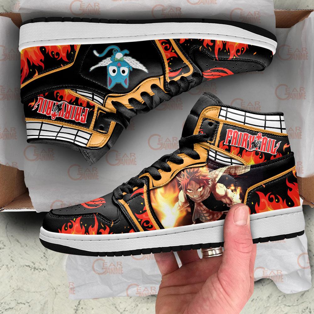 Natsu And Happy Sneakers Boots Fairy Tail Cosplay Custom Anime Shoes Jordan Sneakers Gifts Idea TLM2710