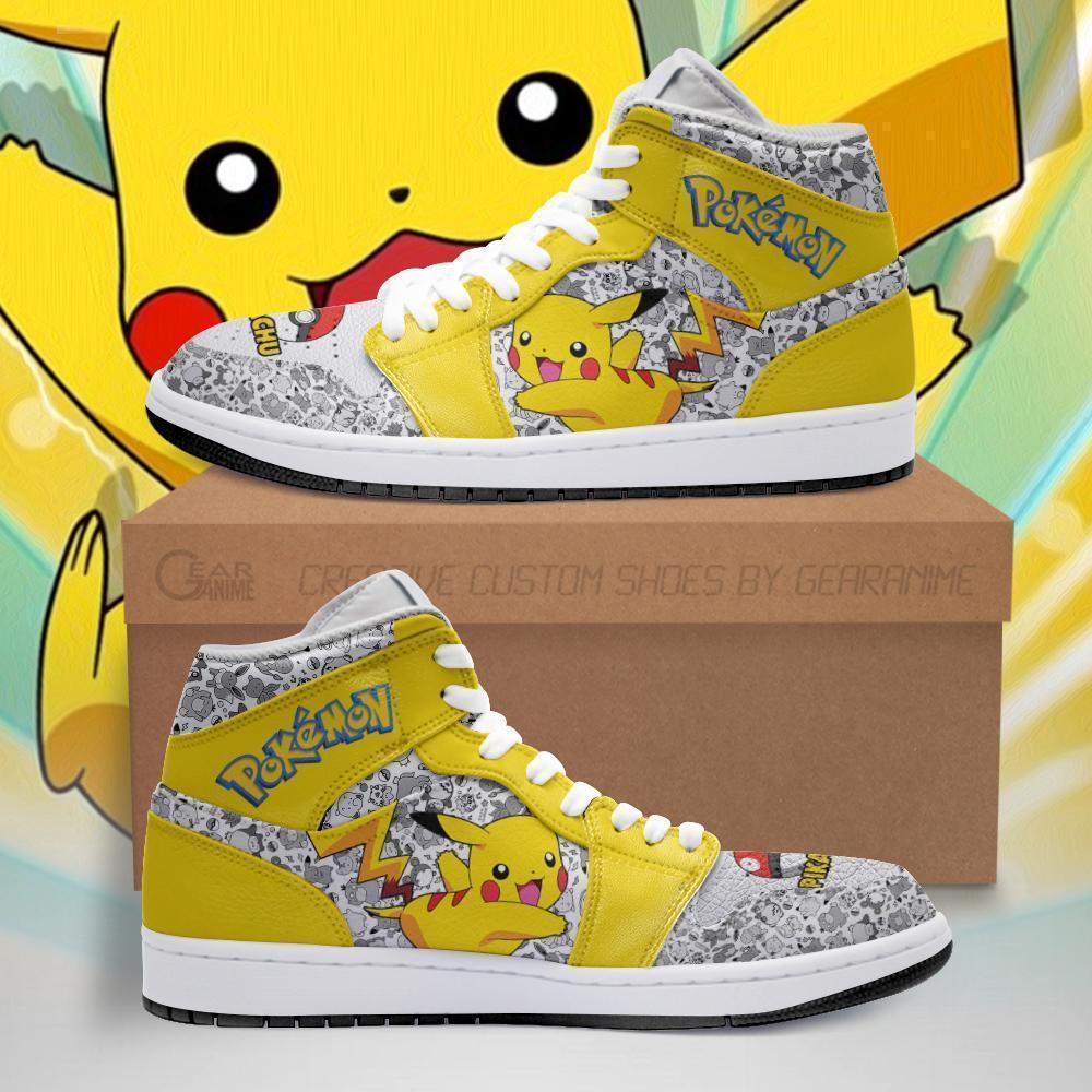 Pikachu High Sneakers Boots Cute Pokemon Cosplay Custom Anime Shoes Jordan Sneakers Fan Gifts Idea TLM2710