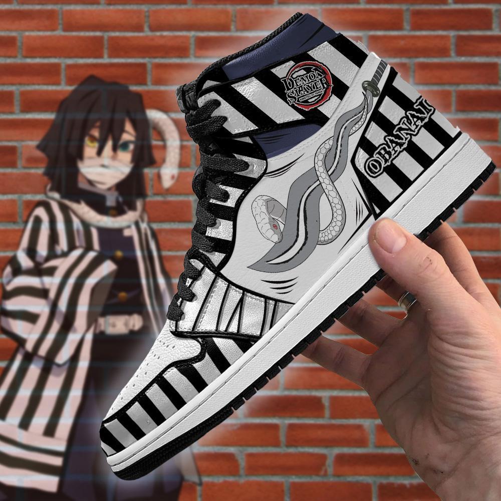Demon Slayer Obanai Iguro Sneakers Boots Sword Snake Cosplay Custom Anime Sneakers Jordan Sneakers Gifts Idea TLM2710