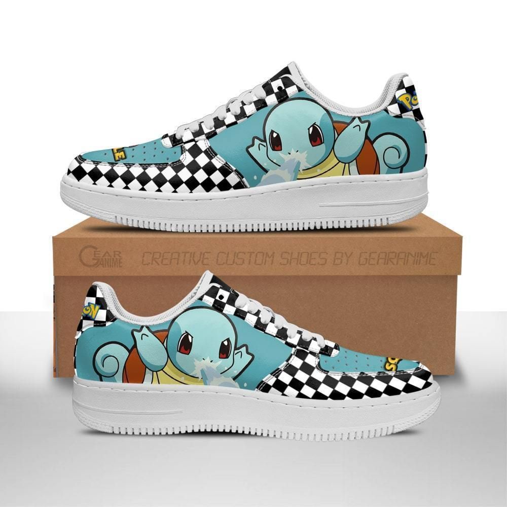 Poke Squirtle Air Shoes Checkerboard Custom Pokemon Shoes GO1012