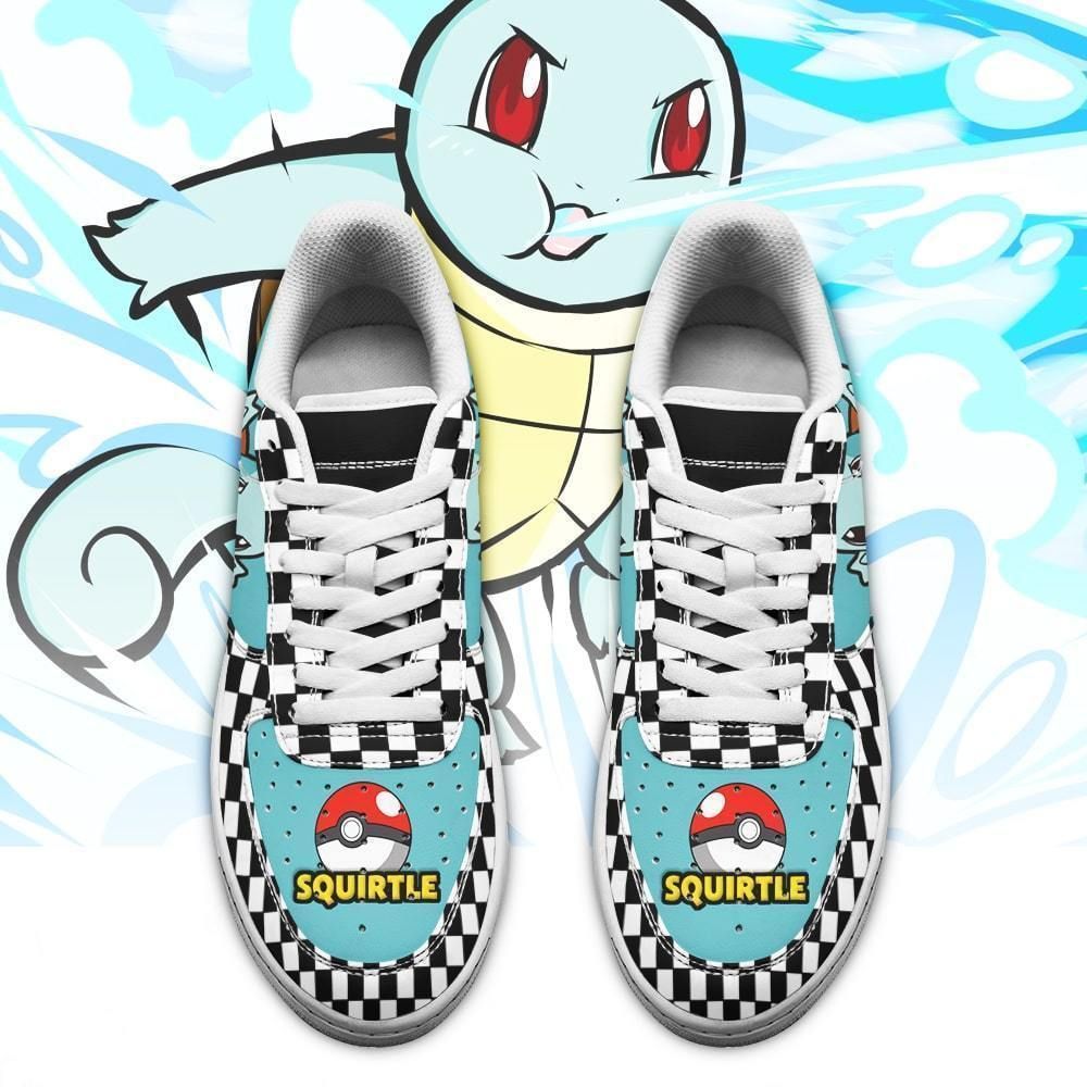 Poke Squirtle Air Shoes Checkerboard Custom Pokemon Shoes GO1012