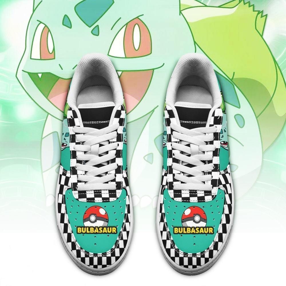 Poke Bulbasaur Air Shoes Checkerboard Custom Pokemon Shoes GO1012
