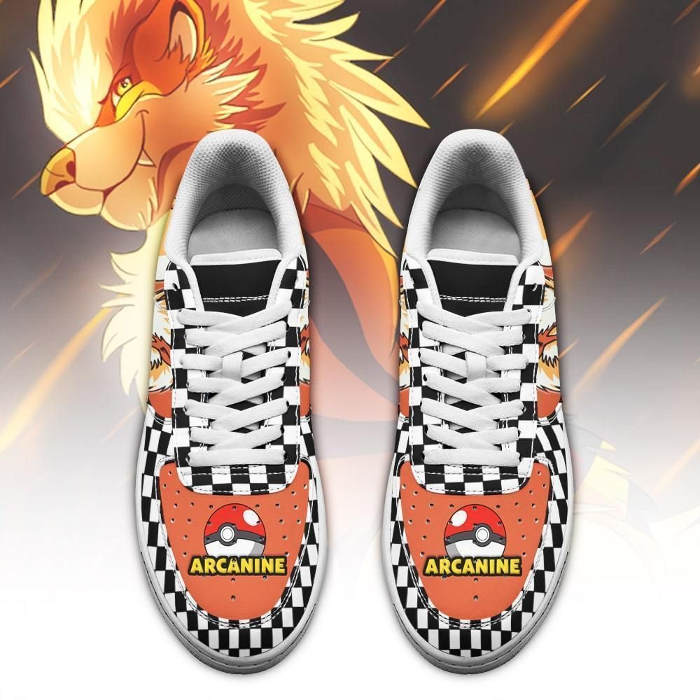 Poke Arcanine Air Shoes Checkerboard Custom Pokemon Shoes GO1012