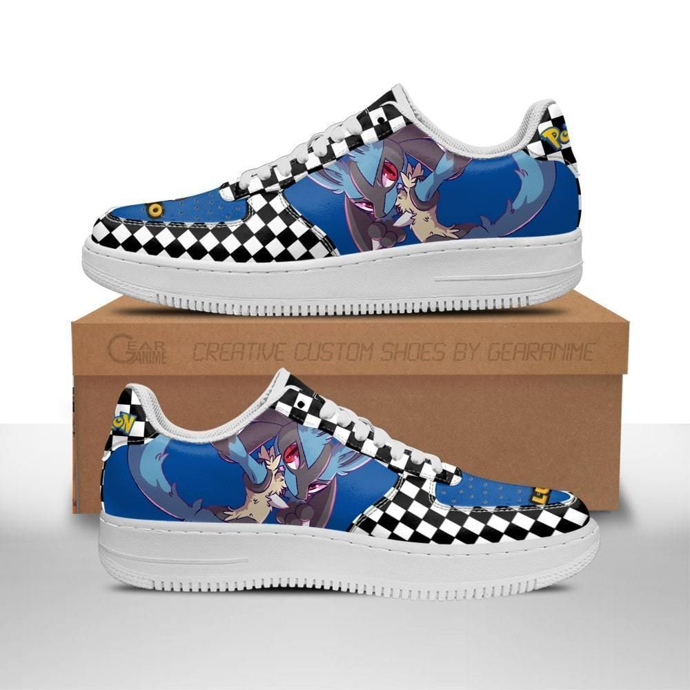 Poke Lucario Air Shoes Checkerboard Custom Pokemon Shoes GO1012