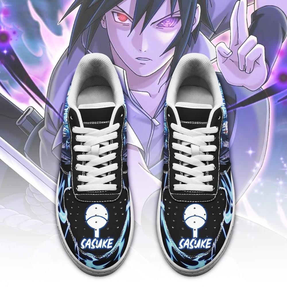 Sasuke Uchiha Air Shoes Custom Naruto Anime Shoes Leather GO1012