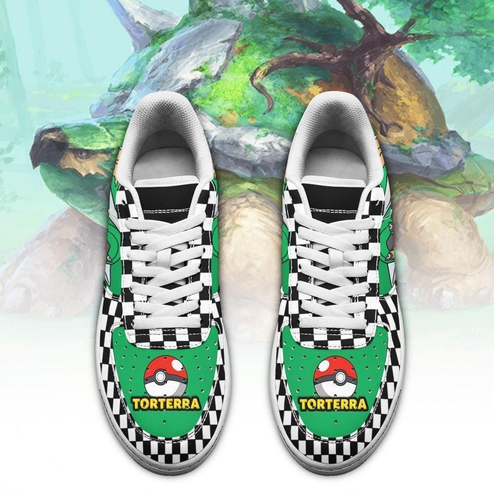 Poke Torterra Air Shoes Checkerboard Custom Pokemon Shoes GO1012