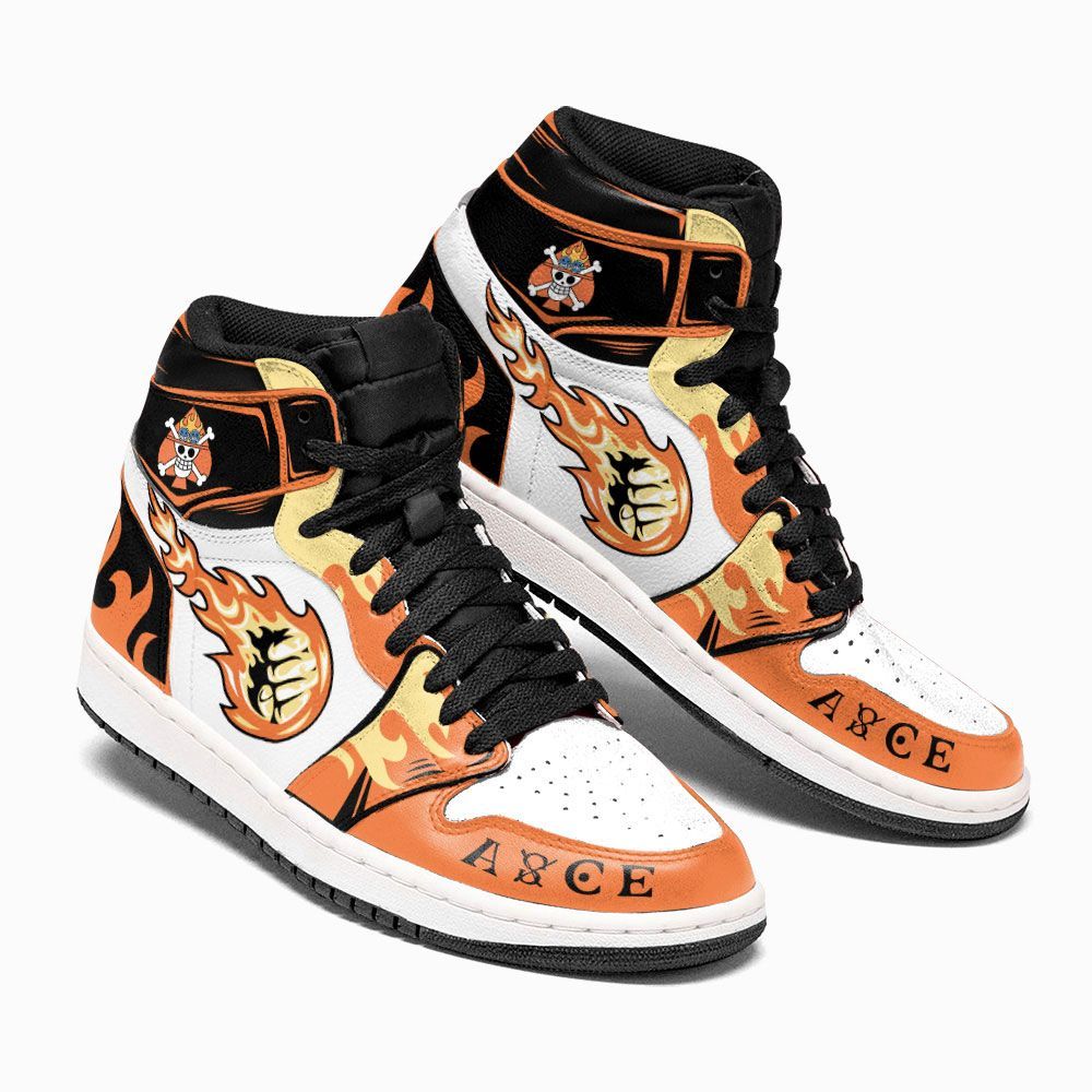 One Piece Shoes Sneakers Ace Fire Fist Custom Anime Shoes GO1210