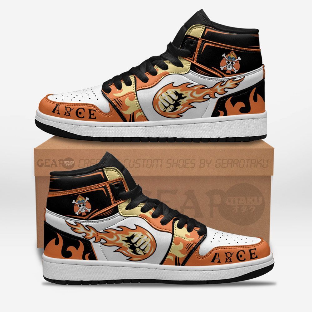 One Piece Shoes Sneakers Ace Fire Fist Custom Anime Shoes GO1210