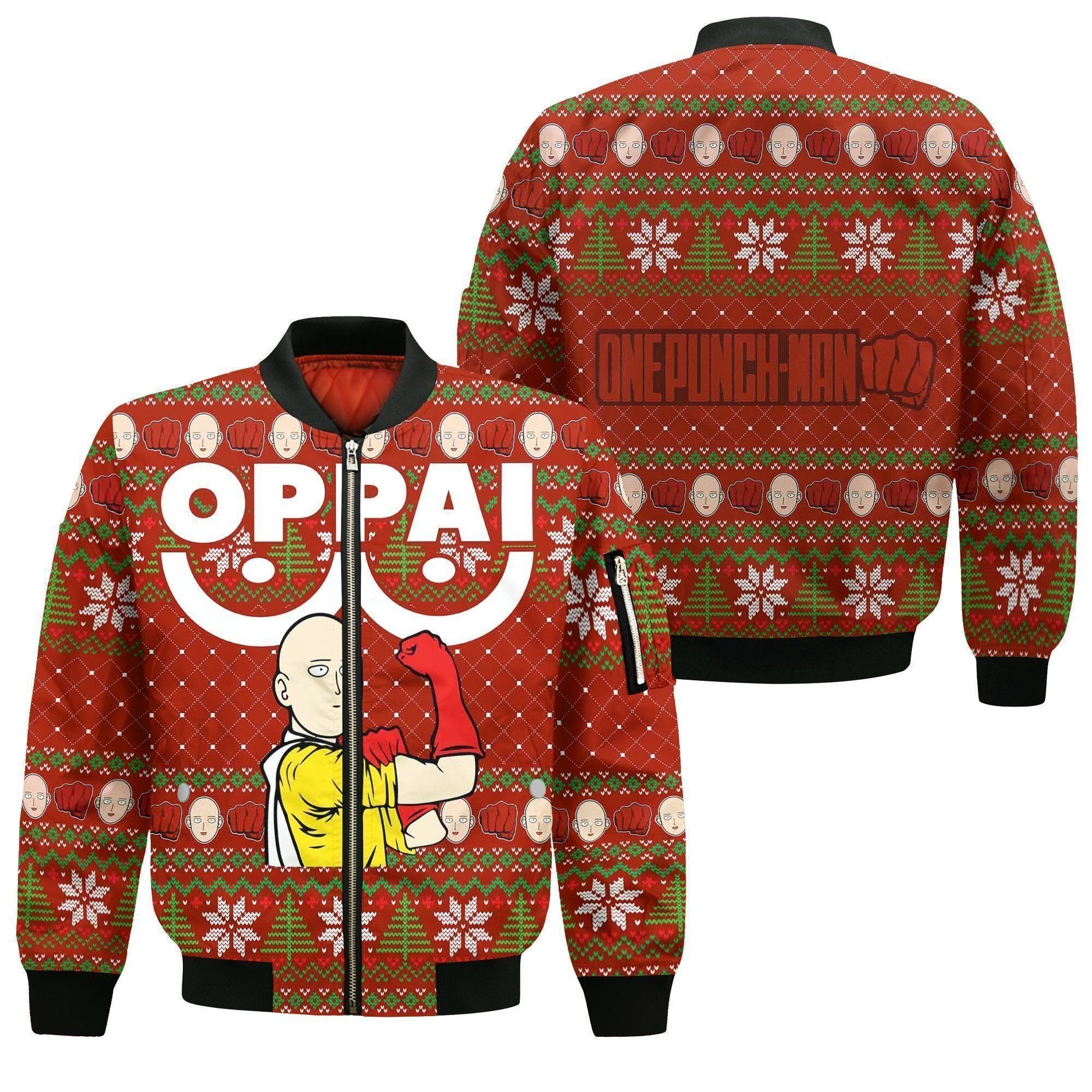 Saitama Oppai Ugly Christmas Sweater One Punch Man Anime Xmas GO0110