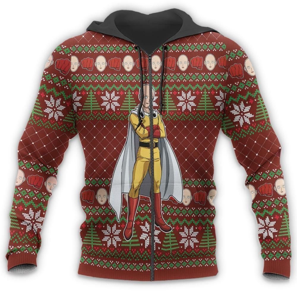 Saitama Ugly Christmas Sweater One Punch Man Anime Xmas Gift GO0110