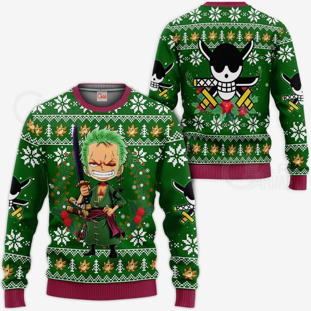 Happy Zoro Ugly Christmas Sweater One Piece Anime Xmas GO0110
