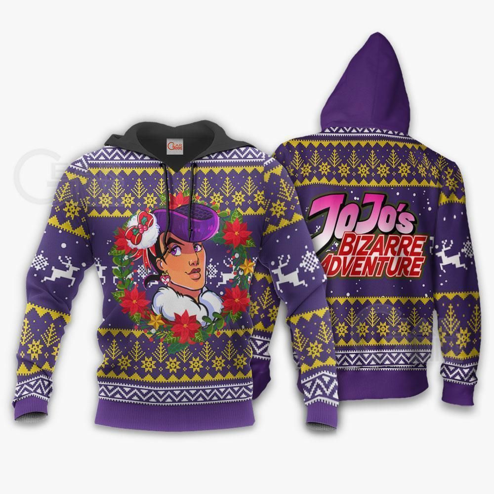 Josuke Higashikata Ugly Christmas Sweater JoJo's Anime Xmas Hoodie GO0110