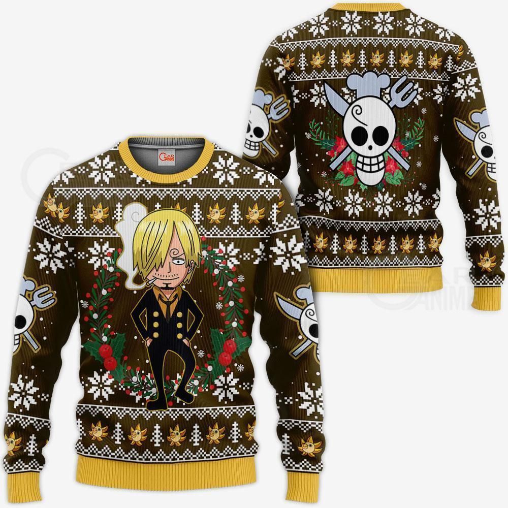 Sanji Ugly Christmas Sweater One Piece Anime Xmas GO0110