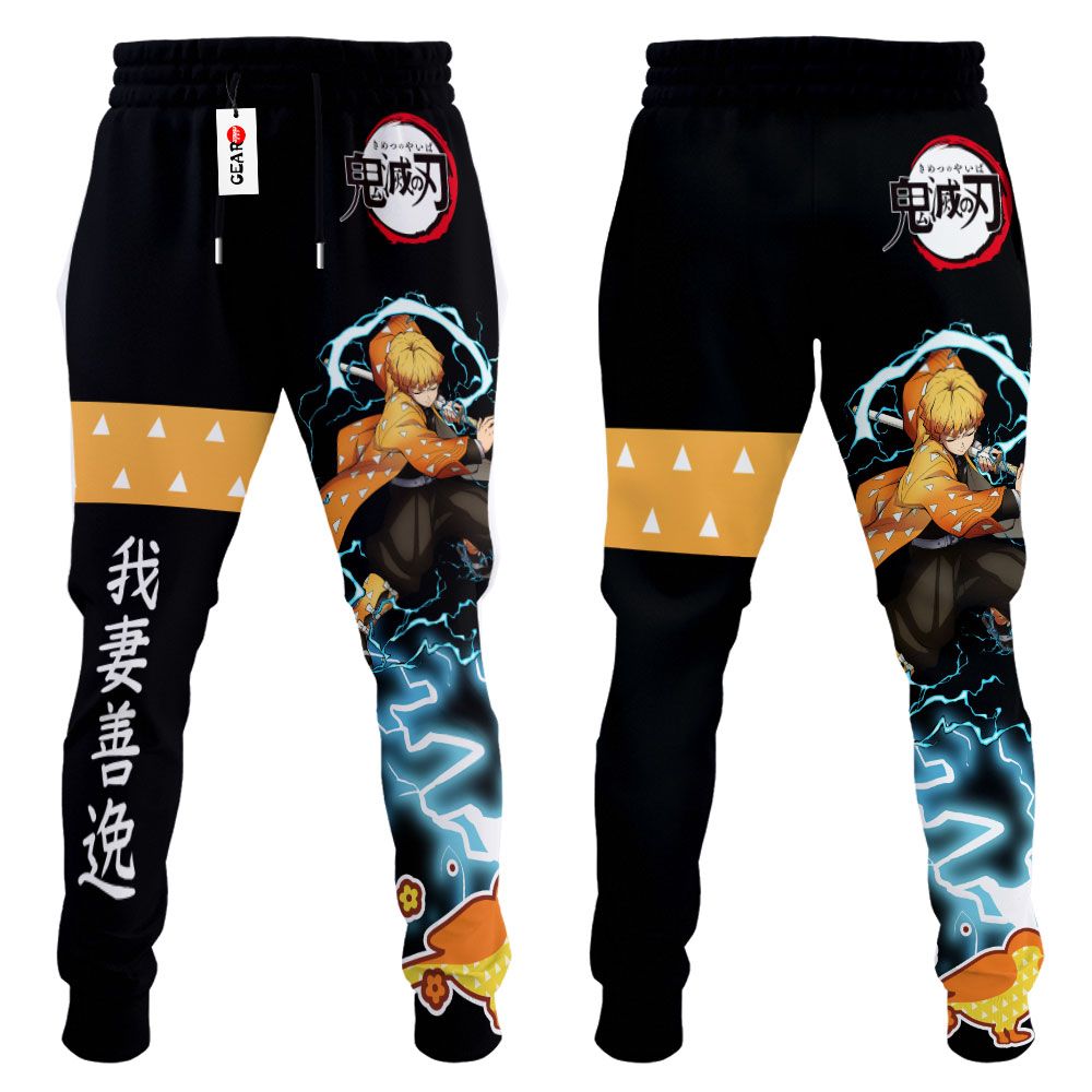 Zenitsu Joggers Custom Anime Demon Slayer Sweatpants G01210