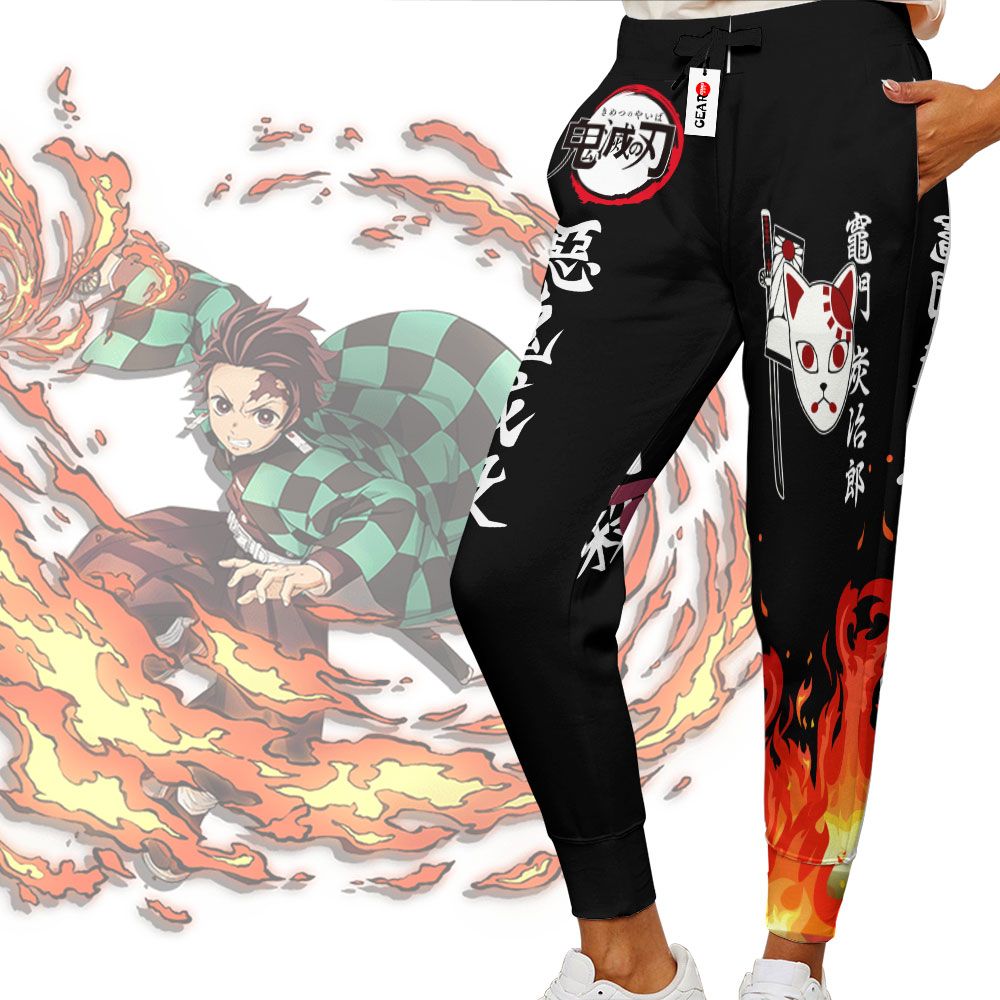 Tanjiro Fire Joggers Custom Anime Demon Slayer Sweatpants G01210