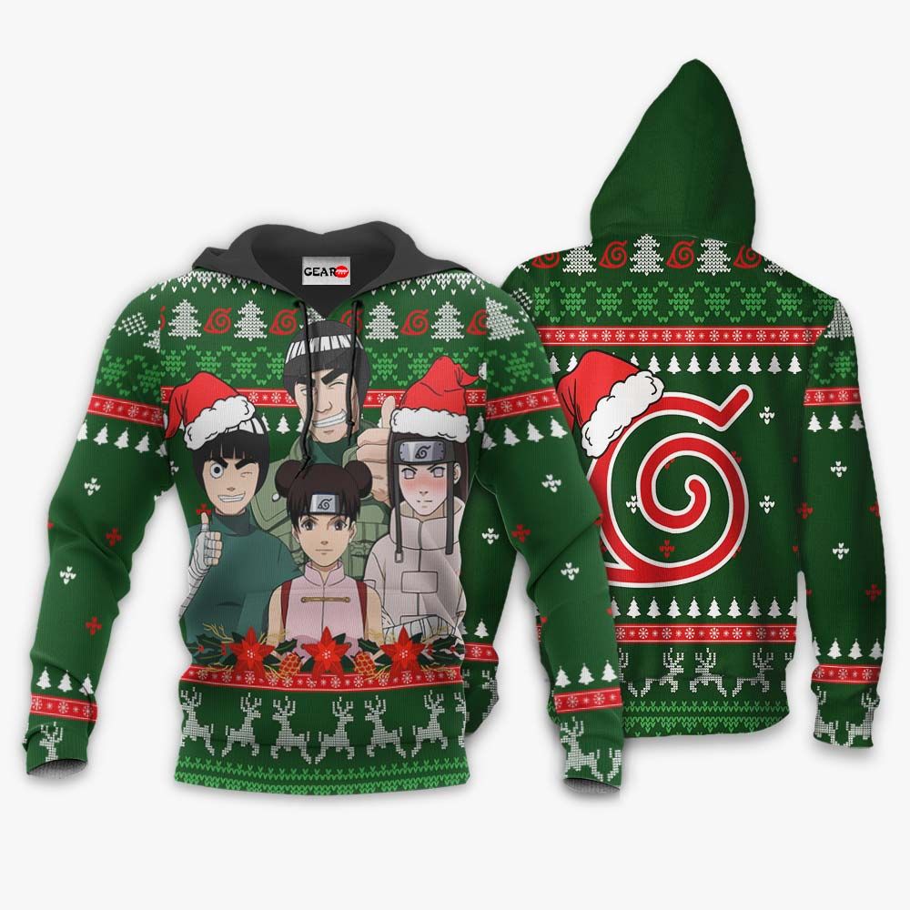 Konoha Team Guy Ugly Christmas Sweater Custom Naruto Anime Xmas Gifts GO0110