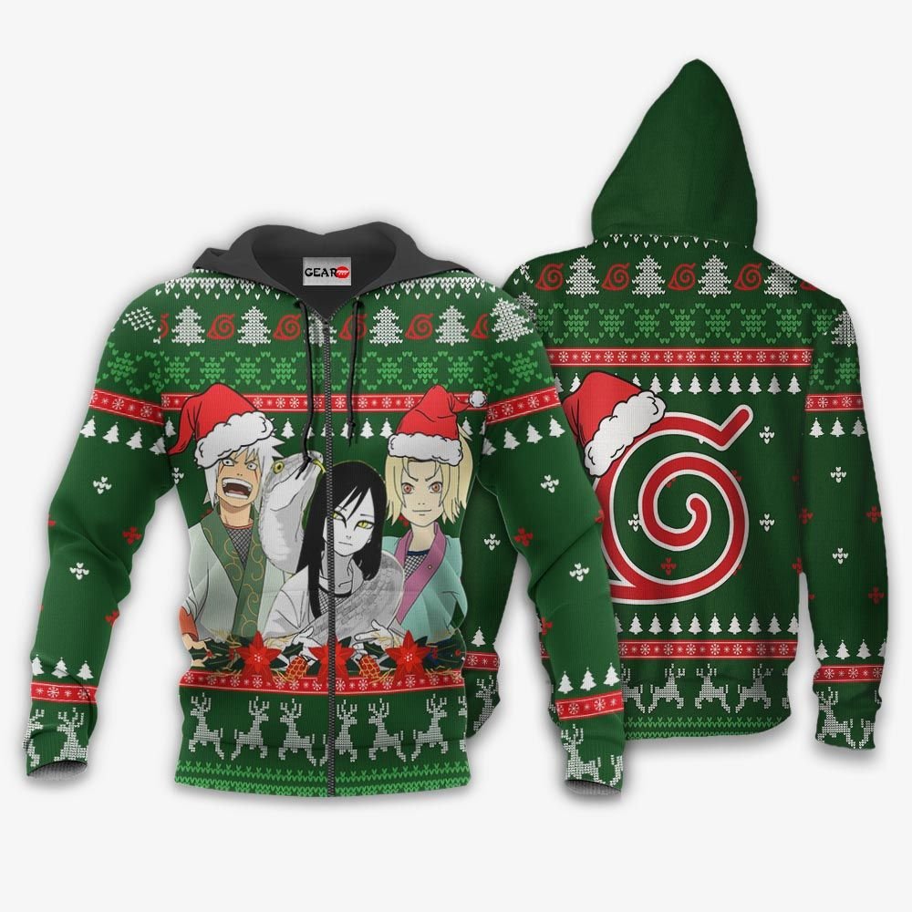 Konoha Team Sannin Ugly Christmas Sweater Custom Naruto Anime Xmas Gifts GO0110