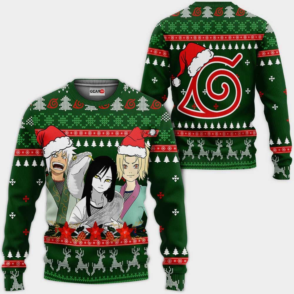 Konoha Team Sannin Ugly Christmas Sweater Custom Naruto Anime Xmas Gifts GO0110