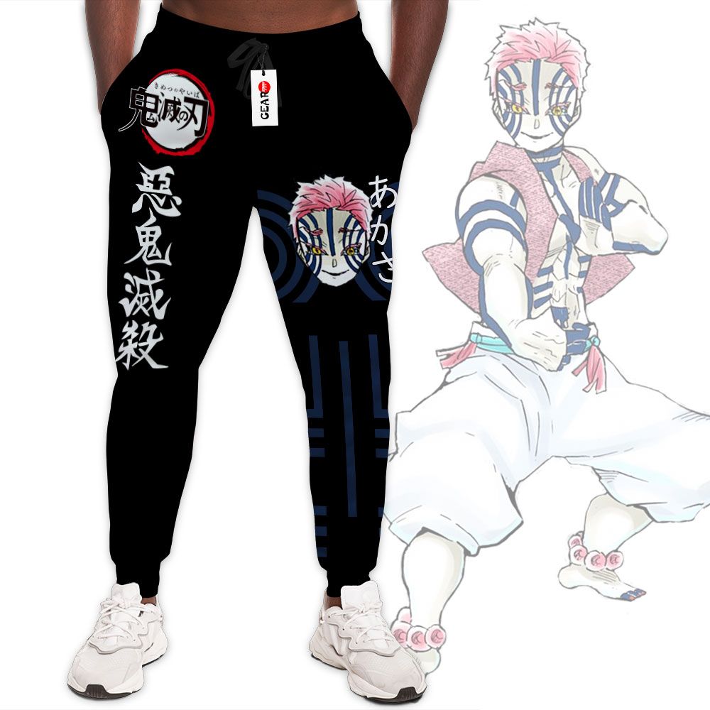 Demon Akaza Joggers Custom Anime Demon Slayer Sweatpants G01210