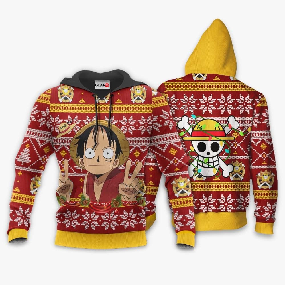 Funny Luffy Ugly Christmas Sweater Custom One Piece Anime Xmas Gifts GO0110
