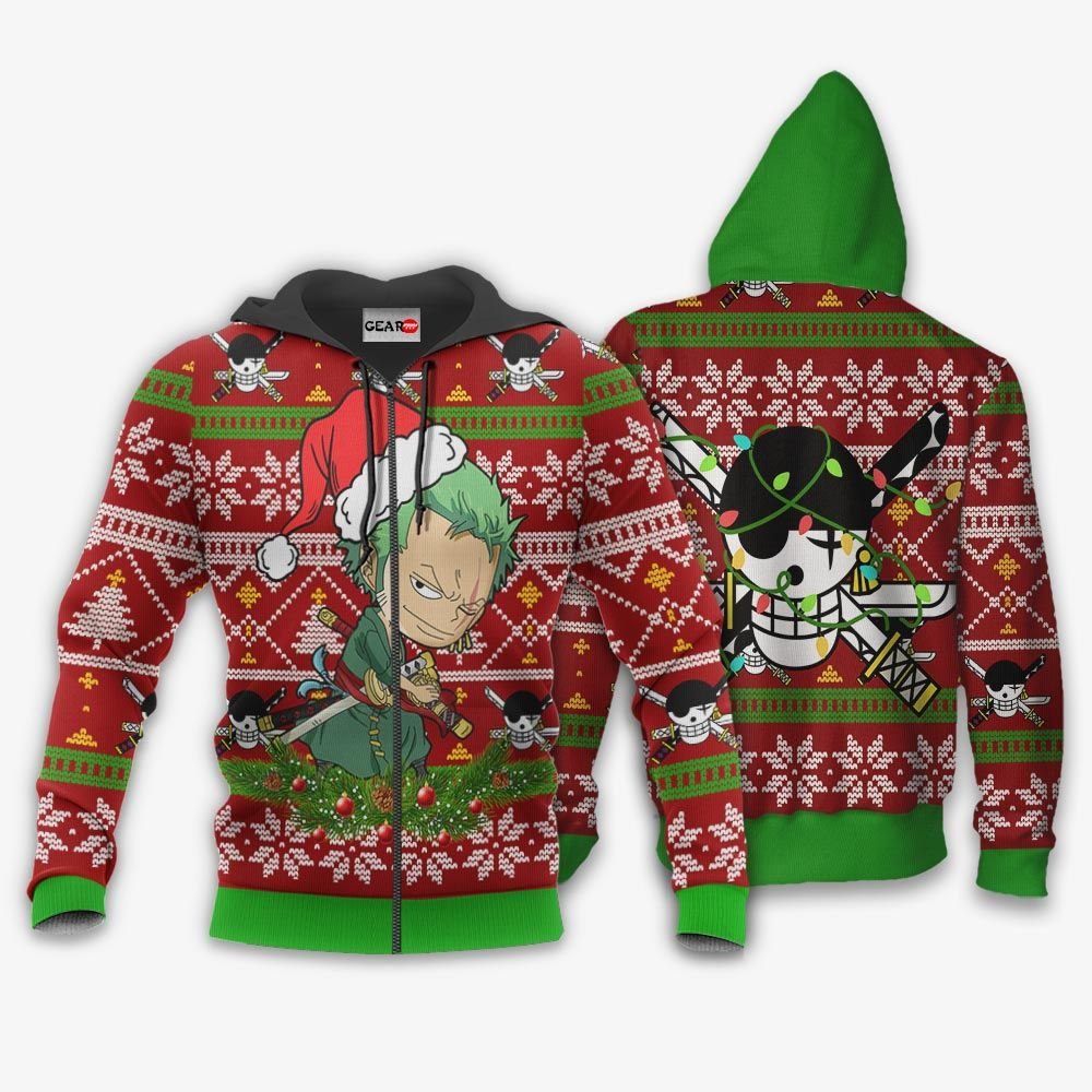 Zoro Ugly Christmas Sweater Custom One Piece Anime Xmas Gifts GO0110