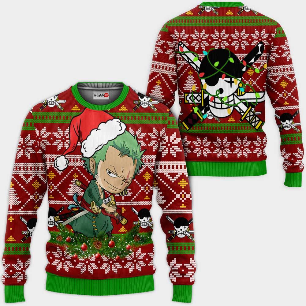 Zoro Ugly Christmas Sweater Custom One Piece Anime Xmas Gifts GO0110