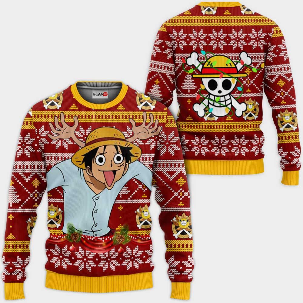 Reindeer Luffy Ugly Christmas Sweater Custom One Piece Anime Xmas Gifts GO0110