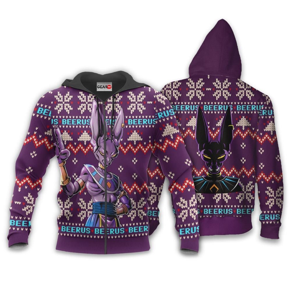 Beerus Ugly Christmas Sweater Custom Anime Dragon Ball Xmas Gifts GO0110