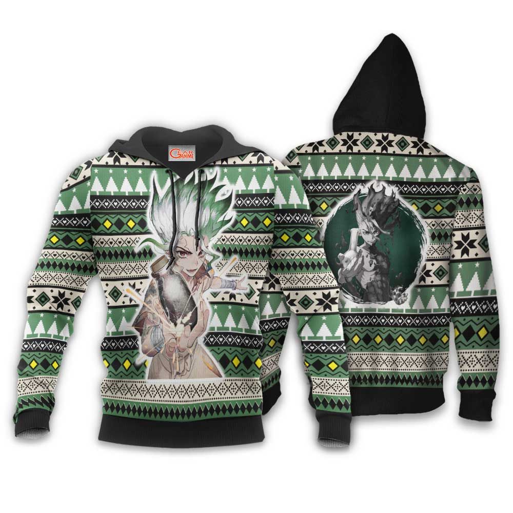 Senku Ishigami Ugly Christmas Sweater Custom Anime Dr Stone Xmas Gifts GO0110