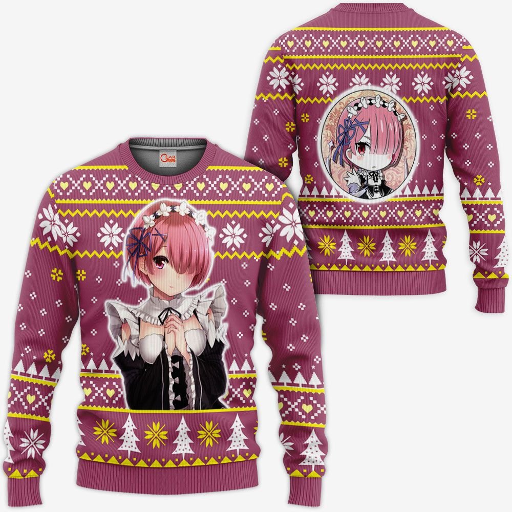 Re Zero Ram Ugly Christmas Sweater Custom Anime Xmas Gifts GO0110