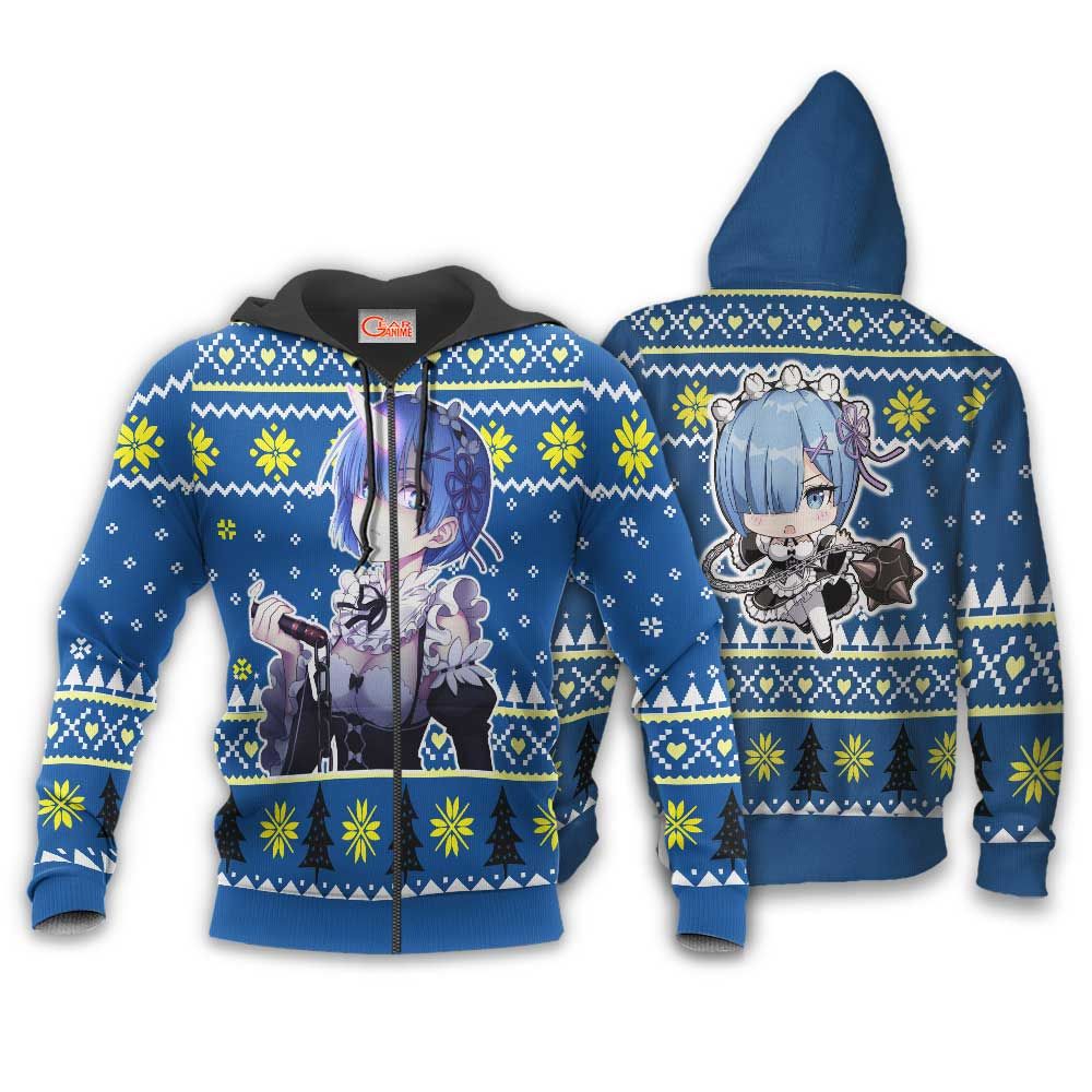 Re Zero Rem Ugly Christmas Sweater Custom Anime Xmas Gifts GO0110
