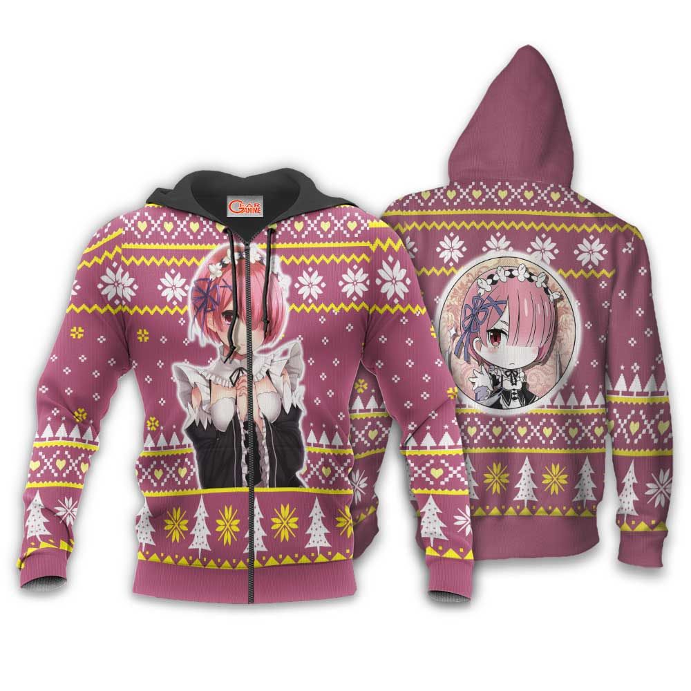 Re Zero Ram Ugly Christmas Sweater Custom Anime Xmas Gifts GO0110