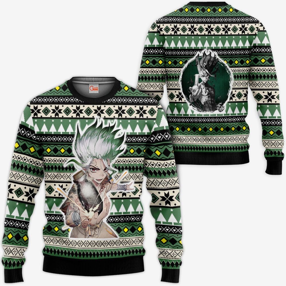 Senku Ishigami Ugly Christmas Sweater Custom Anime Dr Stone Xmas Gifts GO0110