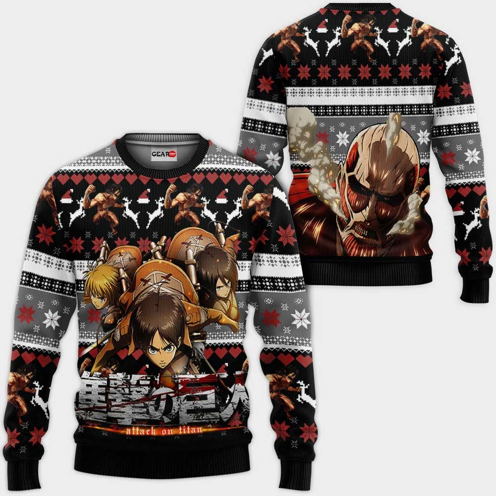 AOT Squad Ugly Christmas Sweater Custom Anime Attack On Titan Xmas Gifts GO0110