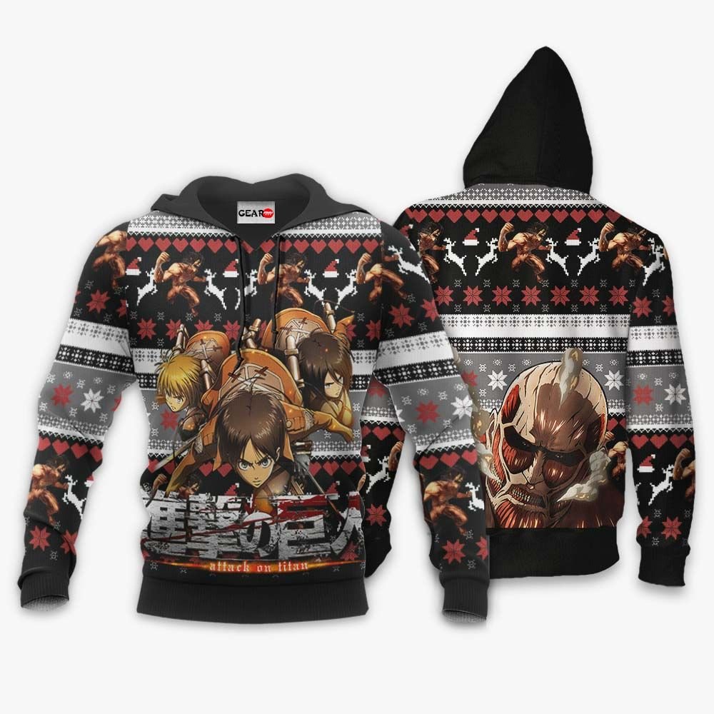 AOT Squad Ugly Christmas Sweater Custom Anime Attack On Titan Xmas Gifts GO0110
