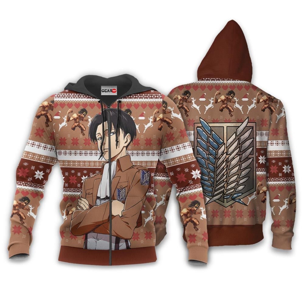 Levi Ackerman Ugly Christmas Sweater Custom Anime Attack On Titan Xmas Gifts GO0110