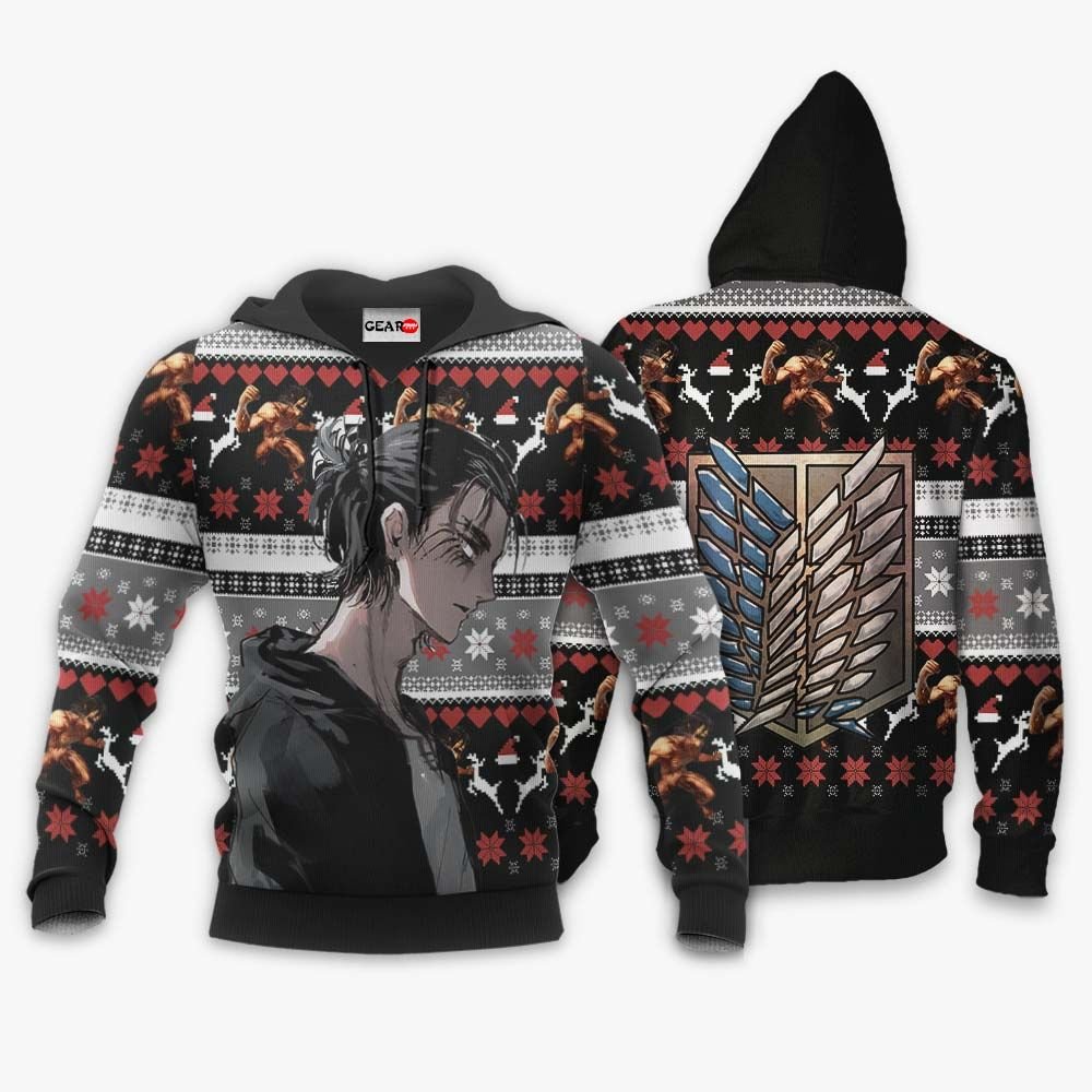 AOT Eren Ugly Christmas Sweater Custom Anime Attack On Titan Xmas Gifts GO0110