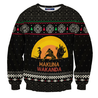 Hakuna Wakanda Christmas Unisex Wool Sweater FDM0310 S Official Otaku Treat Merch