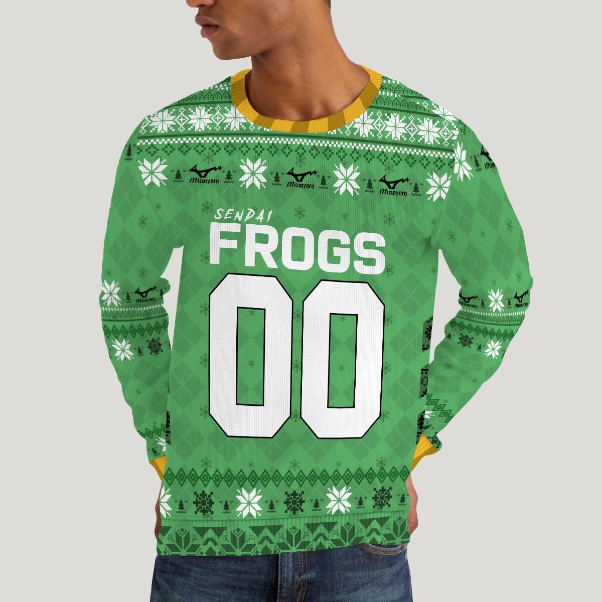 personalized sendai frogs unisex wool sweater 889217 - Otaku Treat