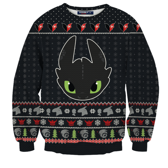 Toothless Christmas Unisex Wool Sweater FDM0310 S Official Otaku Treat Merch