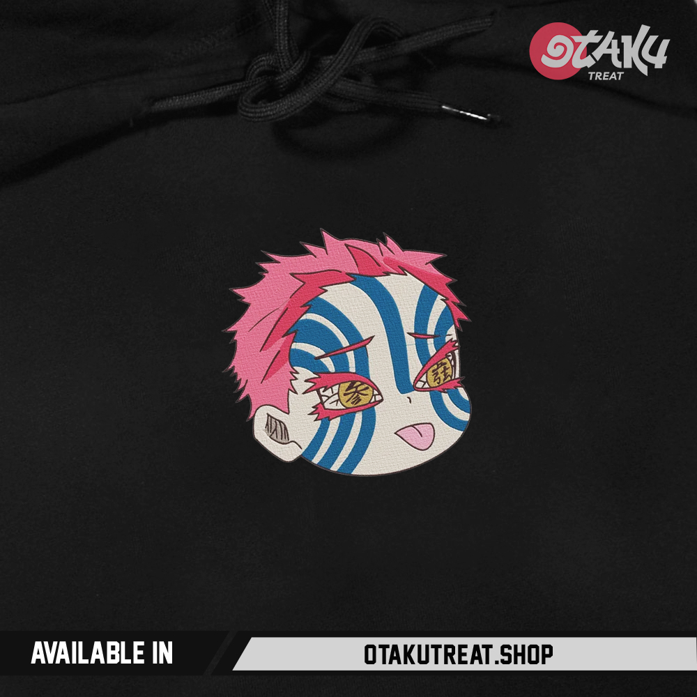 Akaza Chibi Head Embroidered Hoodie