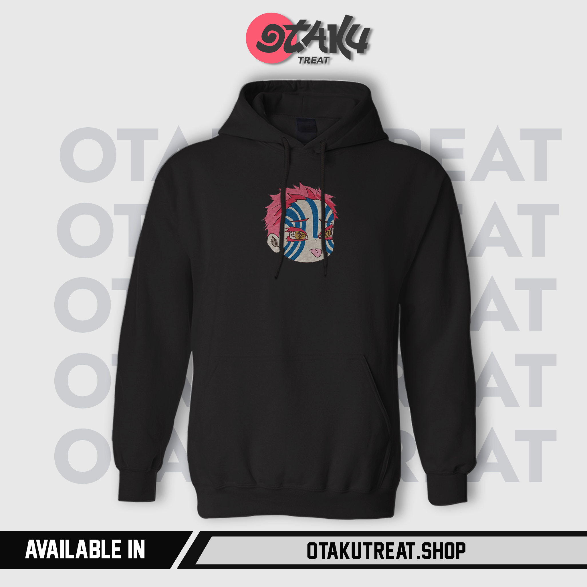 Akaza Chibi Head Embroidered Hoodie