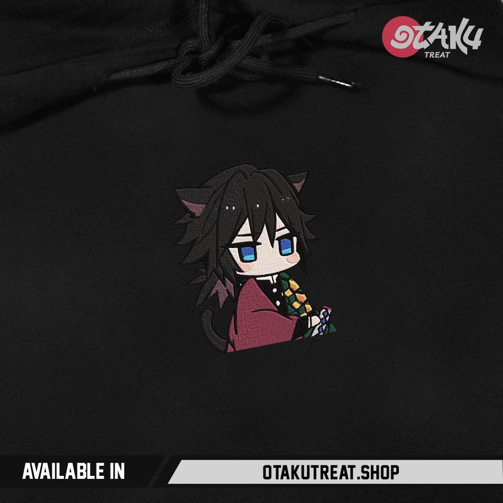 Giyuu Cat Ear Chibi Embroidered Hoodie