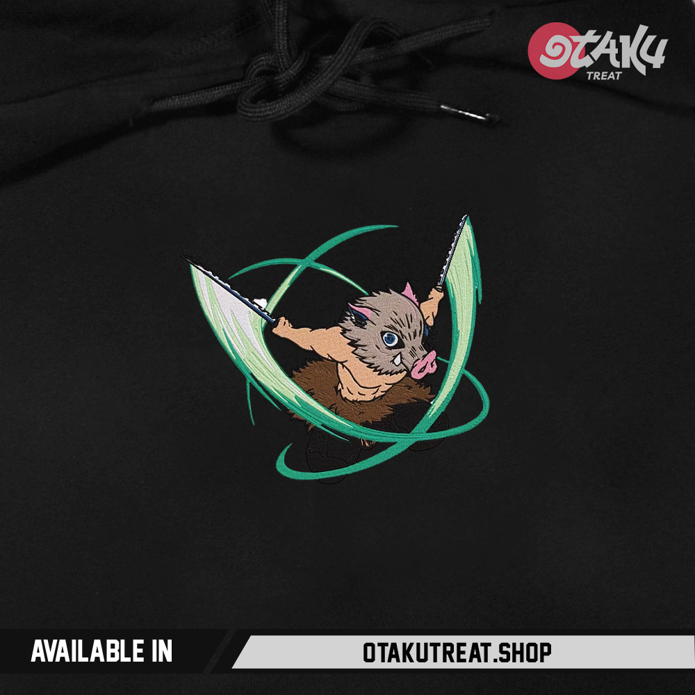 Inosuke Hashibira Inspired Embroidered Hoodie